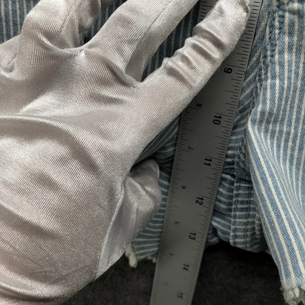 J.Crew Mercantile High Rise Cutoff Boy Short‎ Womens 28 Blue White Stripe Denim